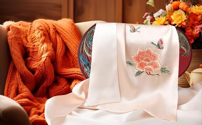 Women Double-deck Mulberry Silk Hand Embroidery Flower Pattern